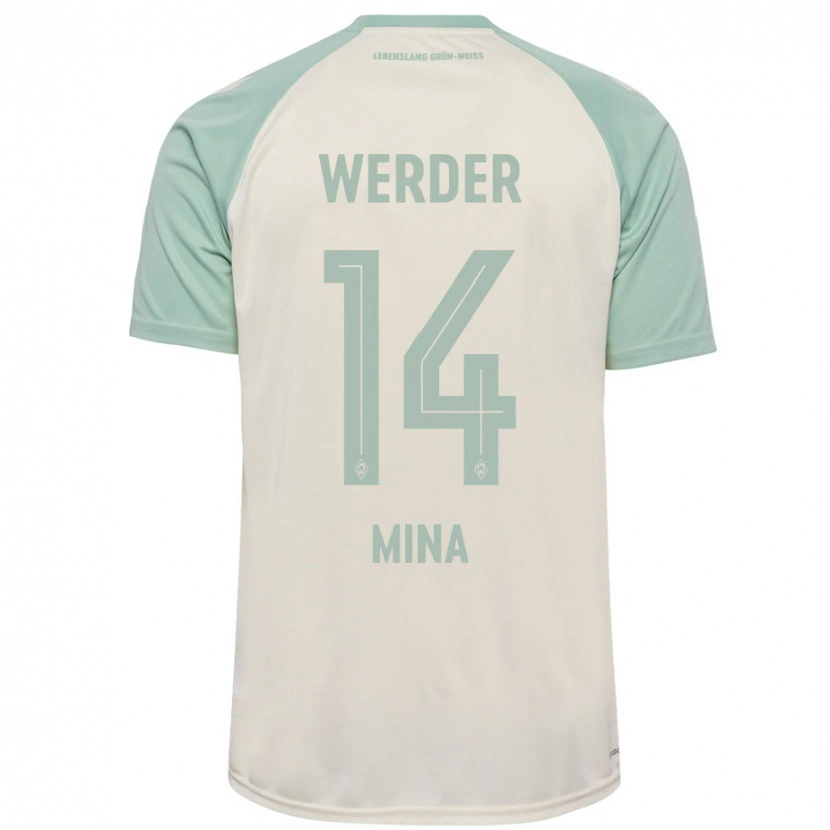 Danxen Kinder Johan Mina #14 Cremeweiß Hellgrün Auswärtstrikot Trikot 2024/25 T-Shirt Schweiz