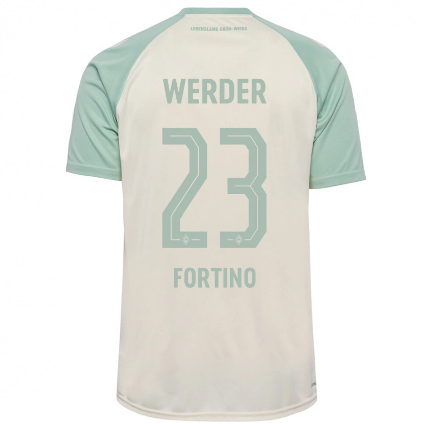 Danxen Kinder Pierro Miguel Fortino #23 Cremeweiß Hellgrün Auswärtstrikot Trikot 2024/25 T-Shirt Schweiz