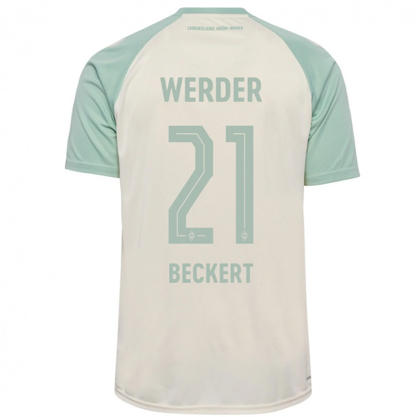 Danxen Kinder Jonathan Beckert #21 Cremeweiß Hellgrün Auswärtstrikot Trikot 2024/25 T-Shirt Schweiz