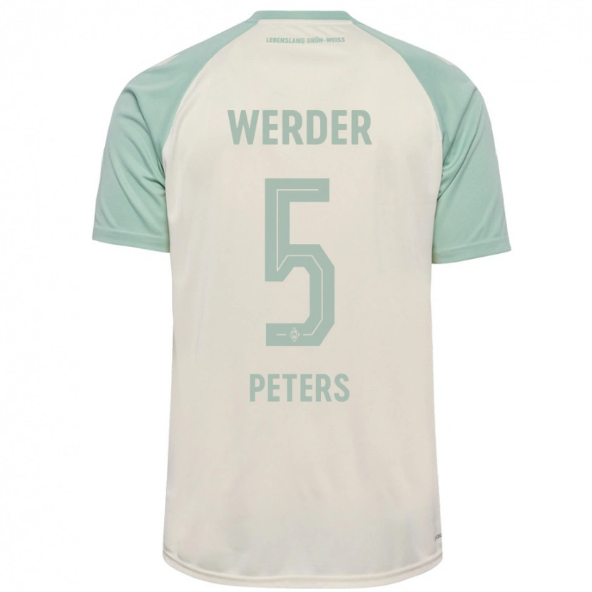 Danxen Kinder Joshua Peters #5 Cremeweiß Hellgrün Auswärtstrikot Trikot 2024/25 T-Shirt Schweiz