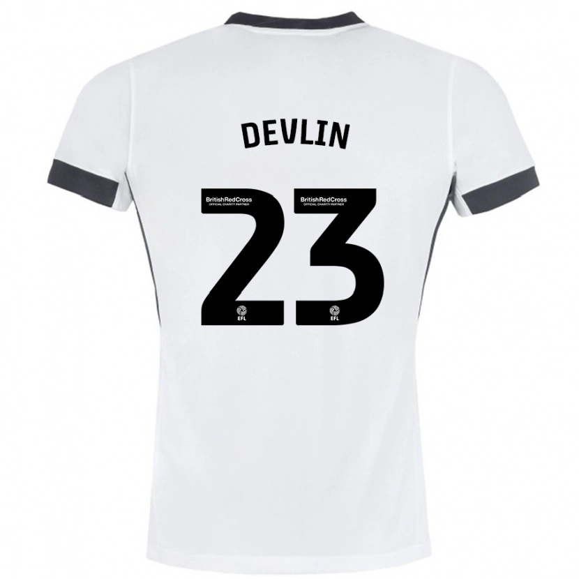 Danxen Kinder Charlie Devlin #23 Weiß Schwarz Auswärtstrikot Trikot 2024/25 T-Shirt Schweiz