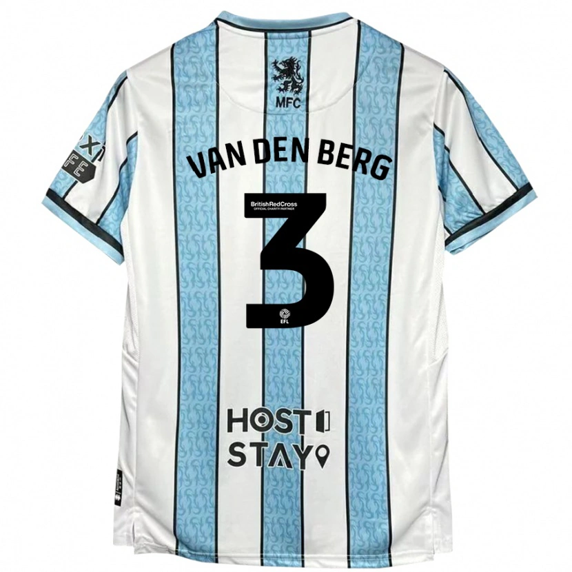 Danxen Kinder Rav Van Den Berg #3 Weiß Blau Auswärtstrikot Trikot 2024/25 T-Shirt Schweiz