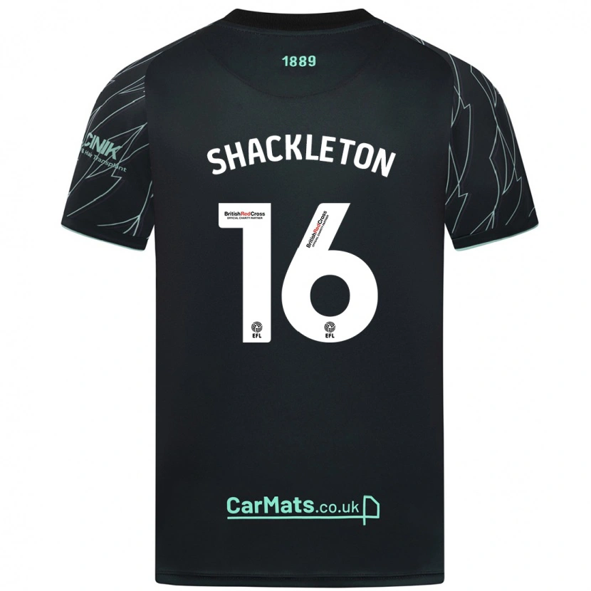 Danxen Kinder Jamie Shackleton #16 Schwarz Grün Auswärtstrikot Trikot 2024/25 T-Shirt Schweiz