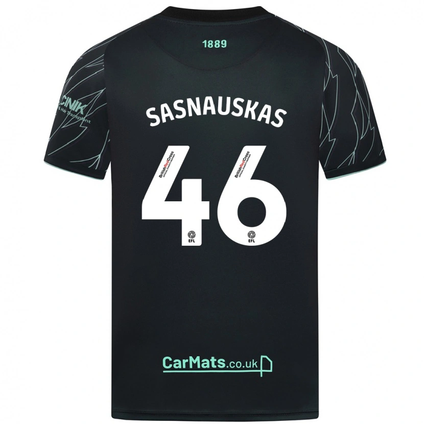 Danxen Kinder Dovydas Sasnauskas #46 Schwarz Grün Auswärtstrikot Trikot 2024/25 T-Shirt Schweiz