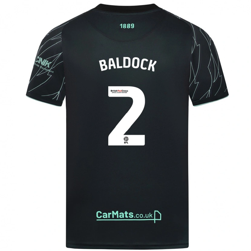 Danxen Kinder George Baldock #2 Schwarz Grün Auswärtstrikot Trikot 2024/25 T-Shirt Schweiz