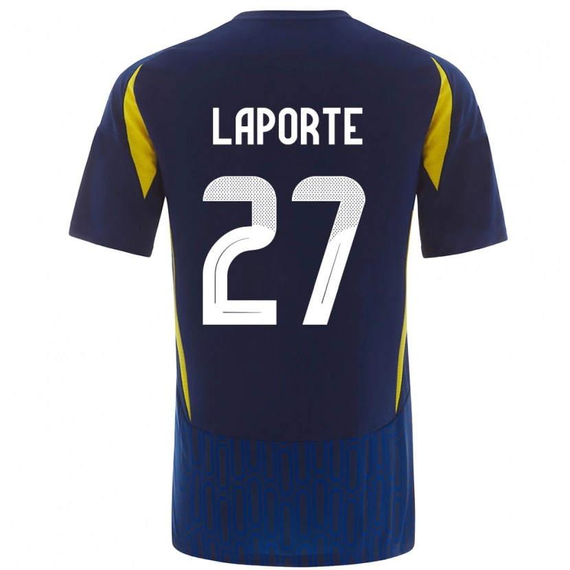 Danxen Kinder Aymeric Laporte #27 Blau Gelb Auswärtstrikot Trikot 2024/25 T-Shirt Schweiz