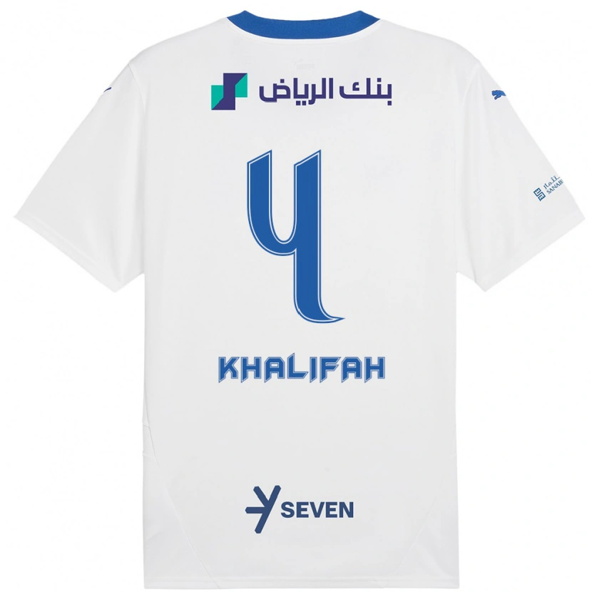 Danxen Kinder Khalifah Al-Dawsari #4 Weiß Blau Auswärtstrikot Trikot 2024/25 T-Shirt Schweiz