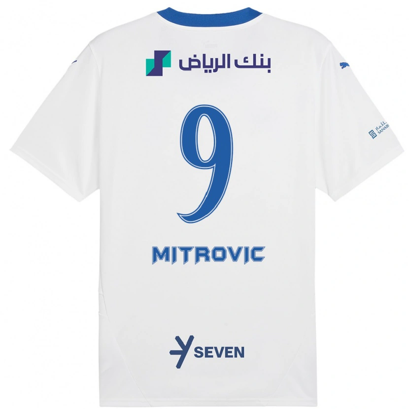 Danxen Kinder Aleksandar Mitrović #9 Weiß Blau Auswärtstrikot Trikot 2024/25 T-Shirt Schweiz