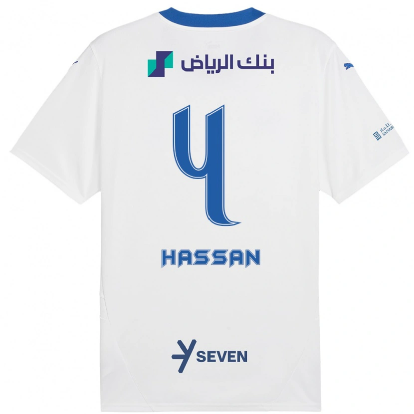 Danxen Kinder Eman Hassan #4 Weiß Blau Auswärtstrikot Trikot 2024/25 T-Shirt Schweiz