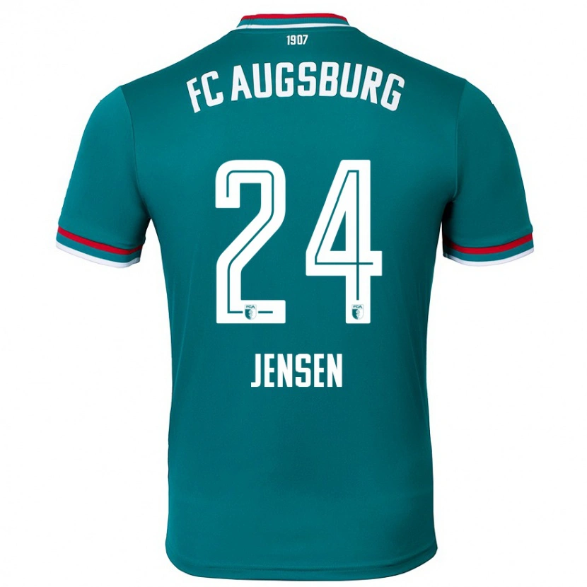 Danxen Kinder Fredrik Jensen #24 Dunkelgrün Auswärtstrikot Trikot 2024/25 T-Shirt Schweiz