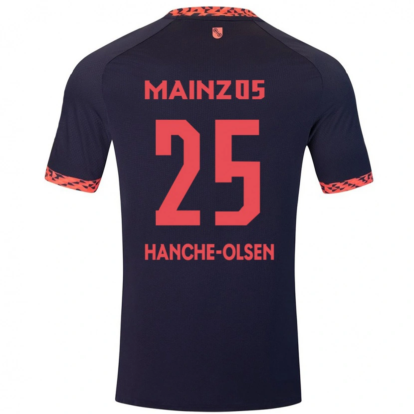 Danxen Kinder Andreas Hanche-Olsen #25 Blau Korallenrot Auswärtstrikot Trikot 2024/25 T-Shirt Schweiz