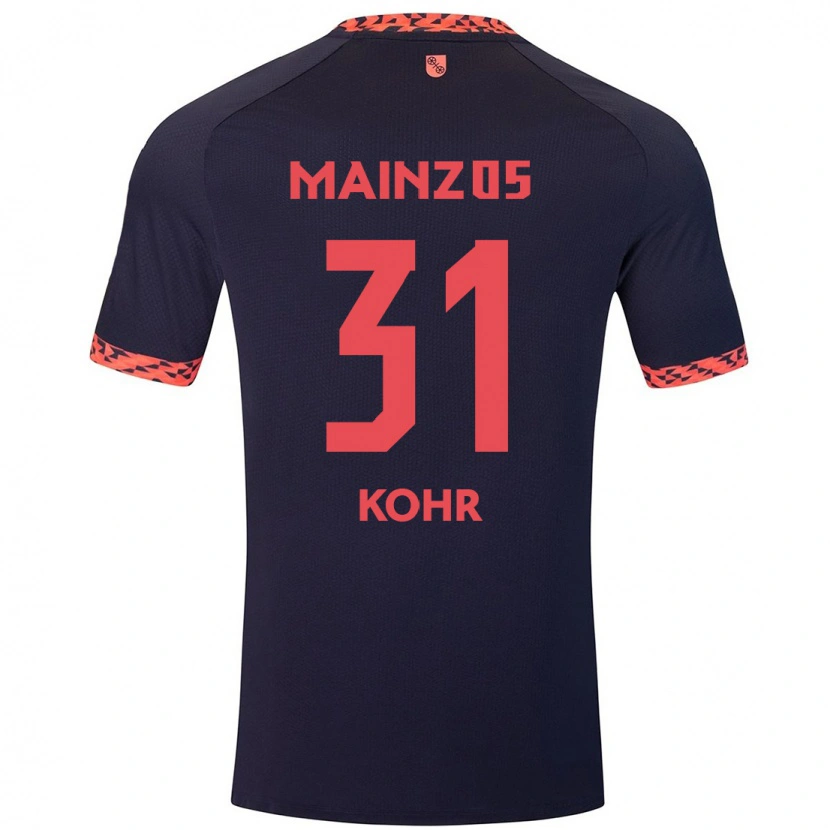 Danxen Kinder Dominik Kohr #31 Blau Korallenrot Auswärtstrikot Trikot 2024/25 T-Shirt Schweiz