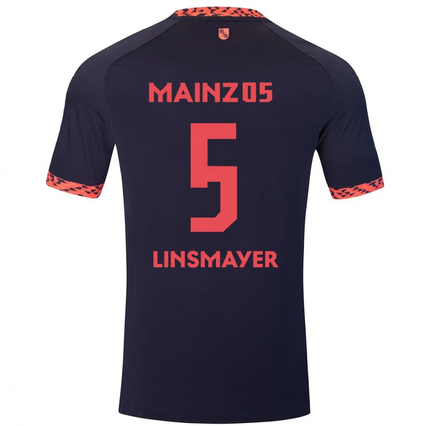 Danxen Kinder Denis Linsmayer #5 Blau Korallenrot Auswärtstrikot Trikot 2024/25 T-Shirt Schweiz