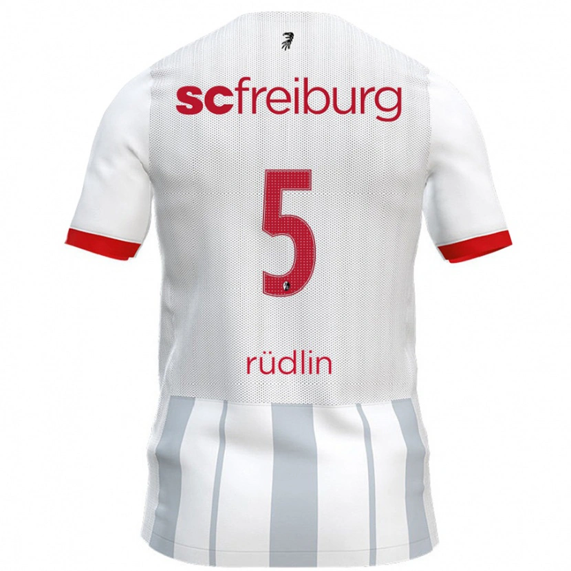 Danxen Kinder Fabian Rüdlin #5 Weiß Grau Auswärtstrikot Trikot 2024/25 T-Shirt Schweiz