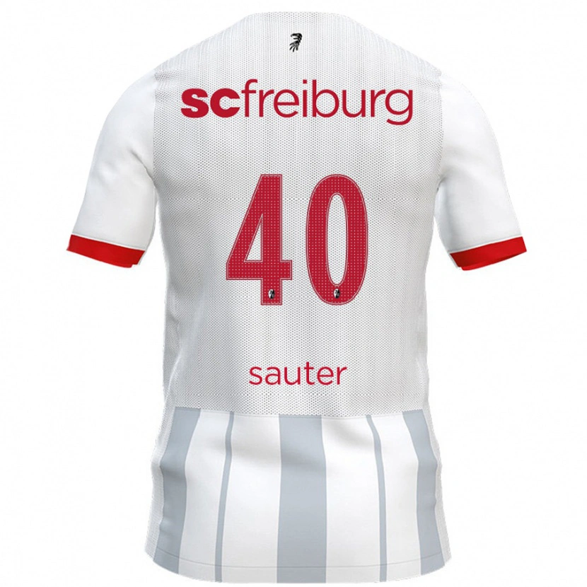 Danxen Kinder Niklas Sauter #40 Weiß Grau Auswärtstrikot Trikot 2024/25 T-Shirt Schweiz