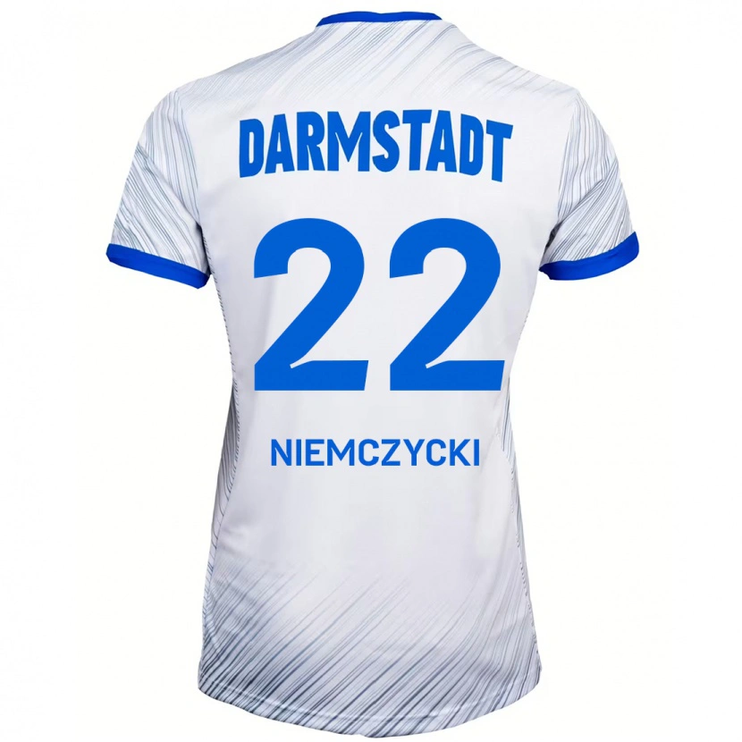 Danxen Kinder Karol Niemczycki #22 Weiß Blau Auswärtstrikot Trikot 2024/25 T-Shirt Schweiz