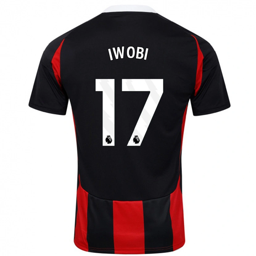 Danxen Kinder Alex Iwobi #17 Schwarz Rot Auswärtstrikot Trikot 2024/25 T-Shirt Schweiz