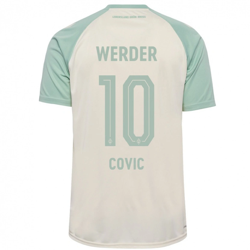 Danxen Herren Patrice Covic #10 Cremeweiß Hellgrün Auswärtstrikot Trikot 2024/25 T-Shirt Schweiz