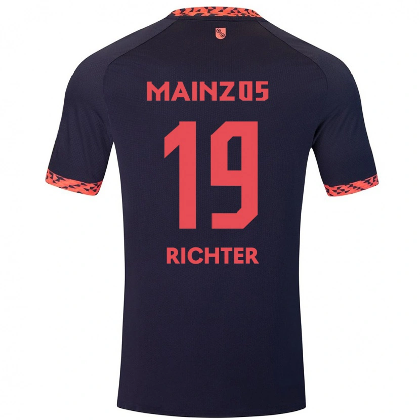 Danxen Herren Marc Richter #19 Blau Korallenrot Auswärtstrikot Trikot 2024/25 T-Shirt Schweiz