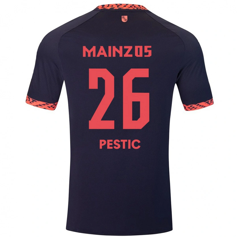 Danxen Herren Dominik Pestic #26 Blau Korallenrot Auswärtstrikot Trikot 2024/25 T-Shirt Schweiz