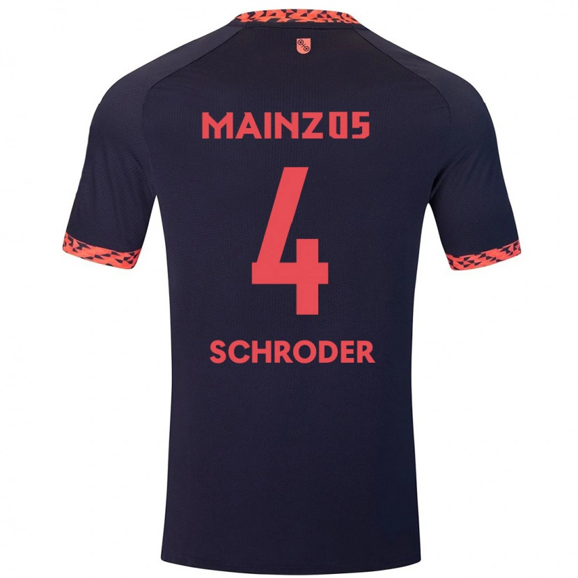 Danxen Herren Lara Schröder #4 Blau Korallenrot Auswärtstrikot Trikot 2024/25 T-Shirt Schweiz