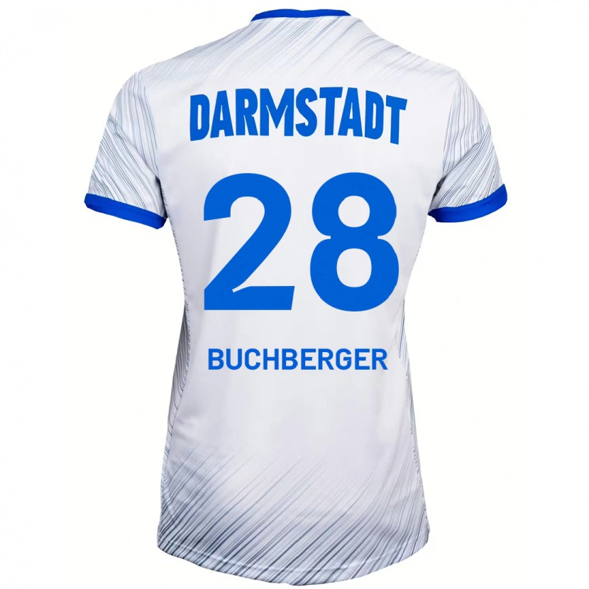 Danxen Herren Jonas Buchberger #28 Weiß Blau Auswärtstrikot Trikot 2024/25 T-Shirt Schweiz