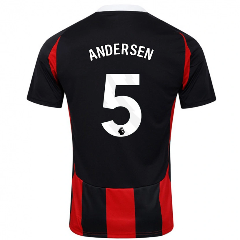 Danxen Herren Joachim Andersen #5 Schwarz Rot Auswärtstrikot Trikot 2024/25 T-Shirt Schweiz