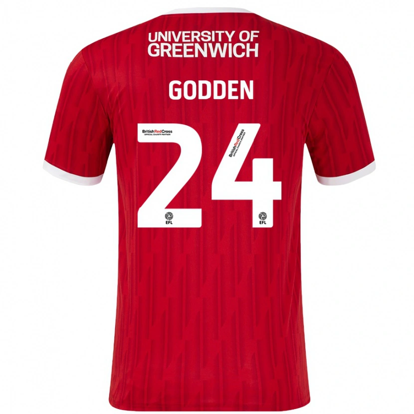 Danxen Kinder Matty Godden #24 Rot Weiß Heimtrikot Trikot 2024/25 T-Shirt Schweiz