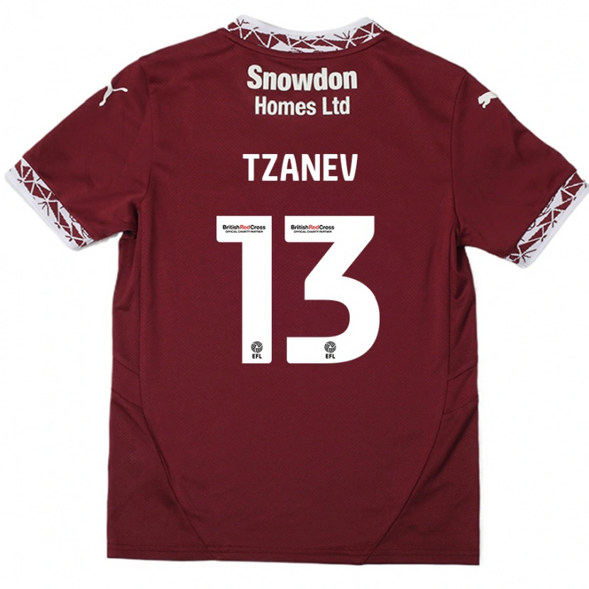 Danxen Kinder Nik Tzanev #13 Burgundrot Heimtrikot Trikot 2024/25 T-Shirt Schweiz