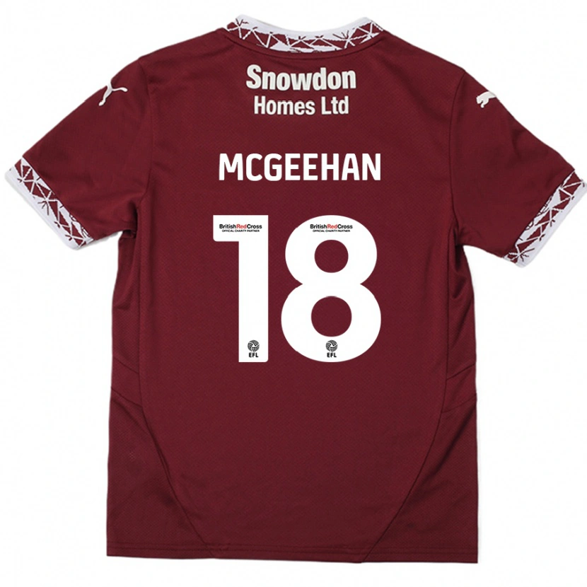 Danxen Kinder Cameron Mcgeehan #18 Burgundrot Heimtrikot Trikot 2024/25 T-Shirt Schweiz