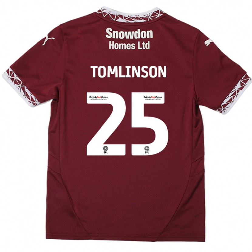 Danxen Kinder Josh Tomlinson #25 Burgundrot Heimtrikot Trikot 2024/25 T-Shirt Schweiz