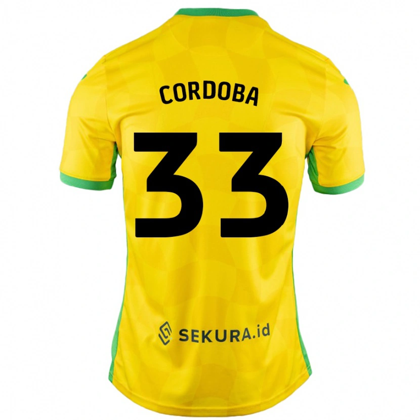 Danxen Kinder José Córdoba #33 Gelb Grün Heimtrikot Trikot 2024/25 T-Shirt Schweiz