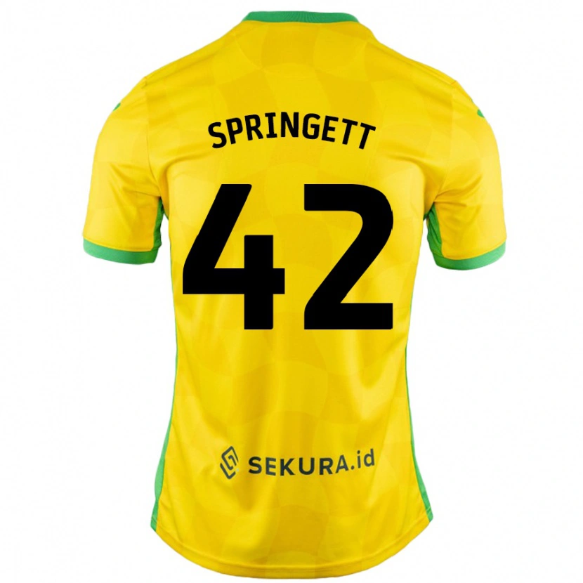 Danxen Kinder Tony Springett #42 Gelb Grün Heimtrikot Trikot 2024/25 T-Shirt Schweiz