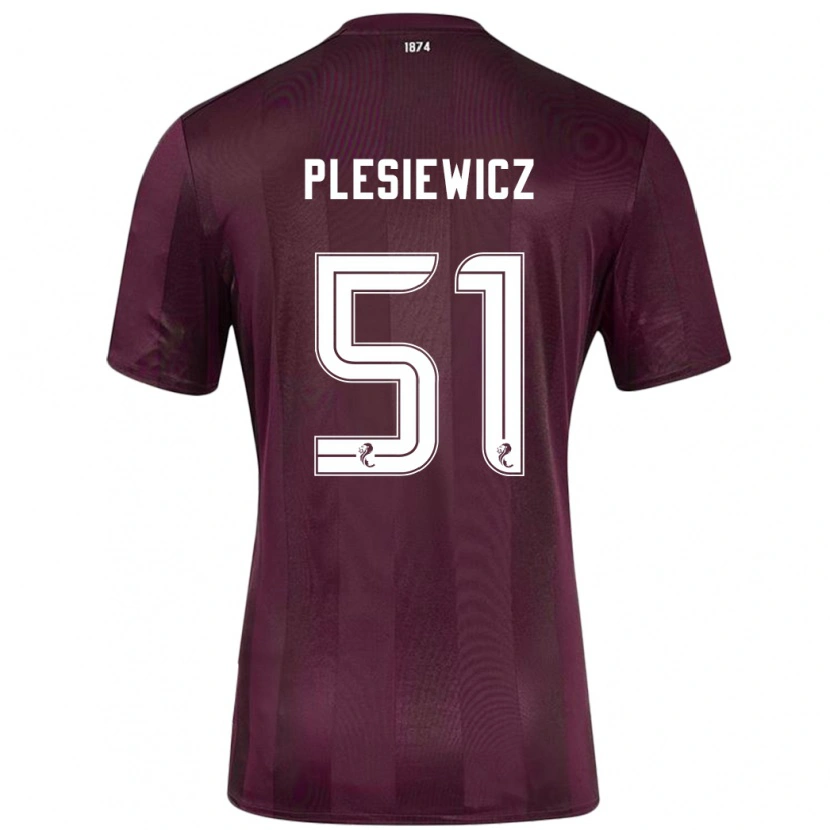 Danxen Kinder Szymon Plesiewicz #51 Burgundrot Heimtrikot Trikot 2024/25 T-Shirt Schweiz