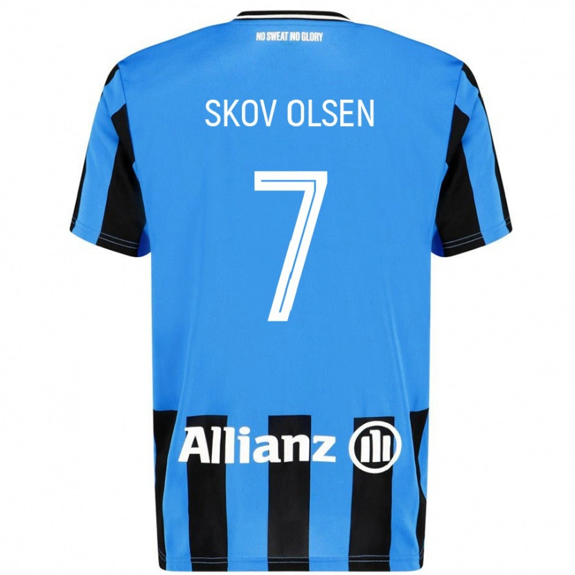 Danxen Kinder Andreas Skov Olsen #7 Himmelblau Schwarz Heimtrikot Trikot 2024/25 T-Shirt Schweiz