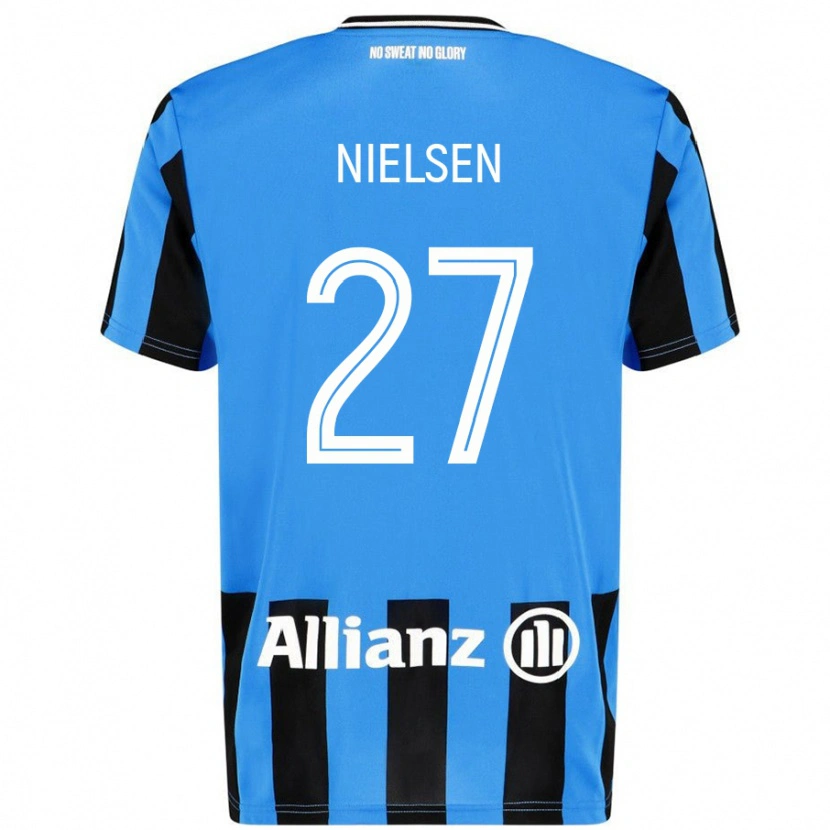 Danxen Kinder Casper Nielsen #27 Himmelblau Schwarz Heimtrikot Trikot 2024/25 T-Shirt Schweiz