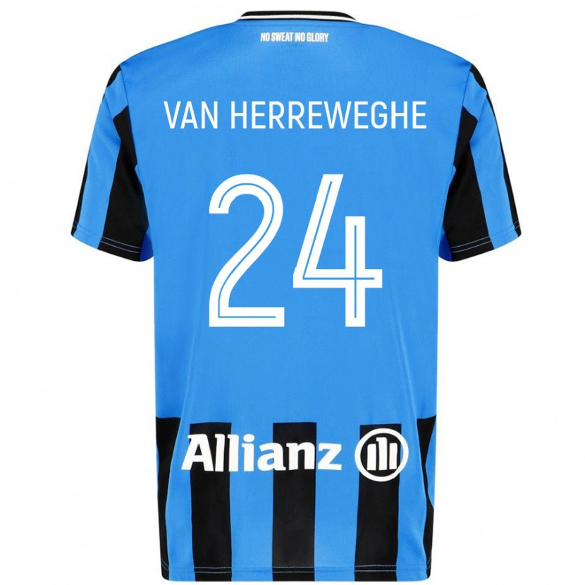 Danxen Kinder Febe Van Herreweghe #24 Himmelblau Schwarz Heimtrikot Trikot 2024/25 T-Shirt Schweiz