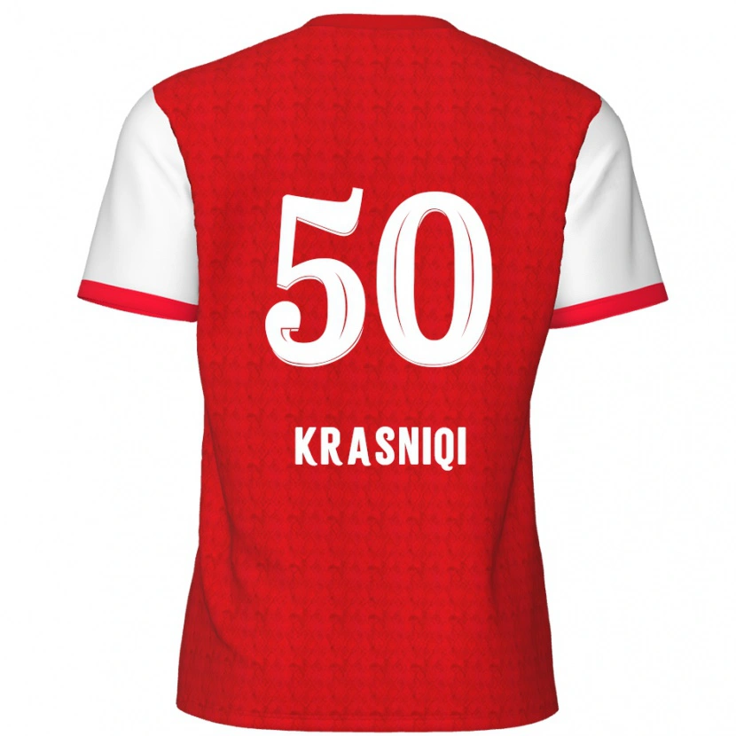 Danxen Kinder Laurit Krasniqi #50 Rot Weiß Heimtrikot Trikot 2024/25 T-Shirt Schweiz