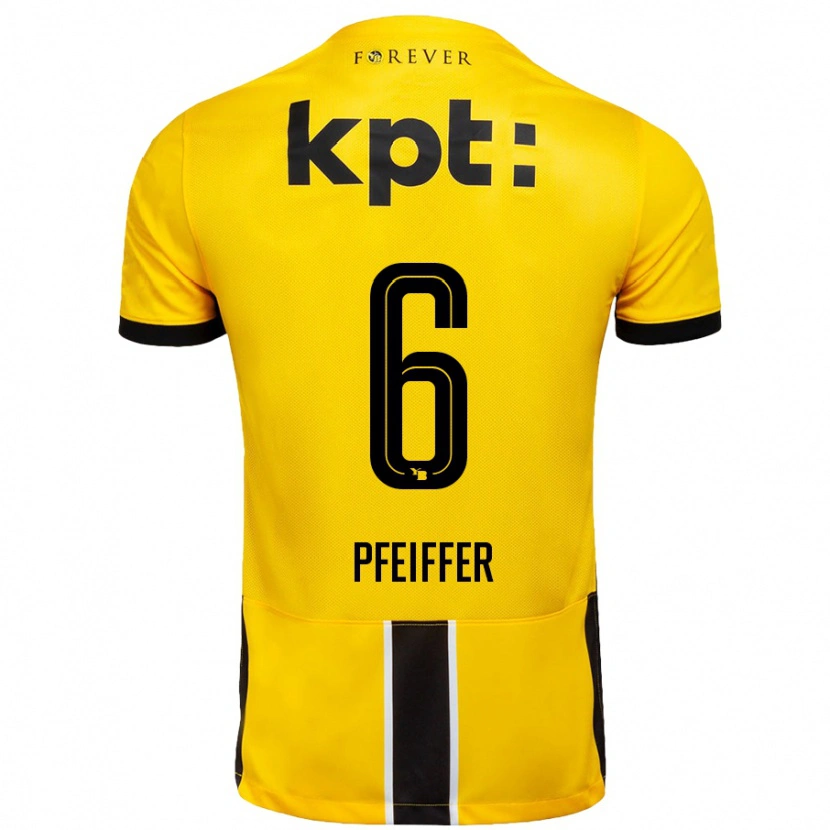 Danxen Kinder Patric Pfeiffer #6 Gelb Schwarz Heimtrikot Trikot 2024/25 T-Shirt Schweiz