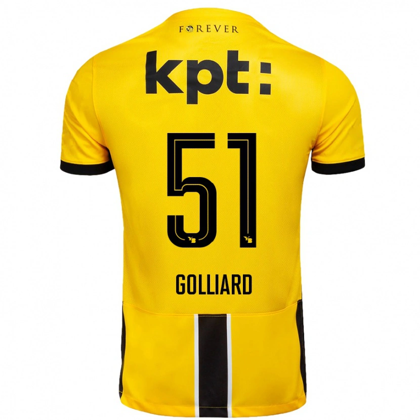 Danxen Kinder Théo Golliard #51 Gelb Schwarz Heimtrikot Trikot 2024/25 T-Shirt Schweiz