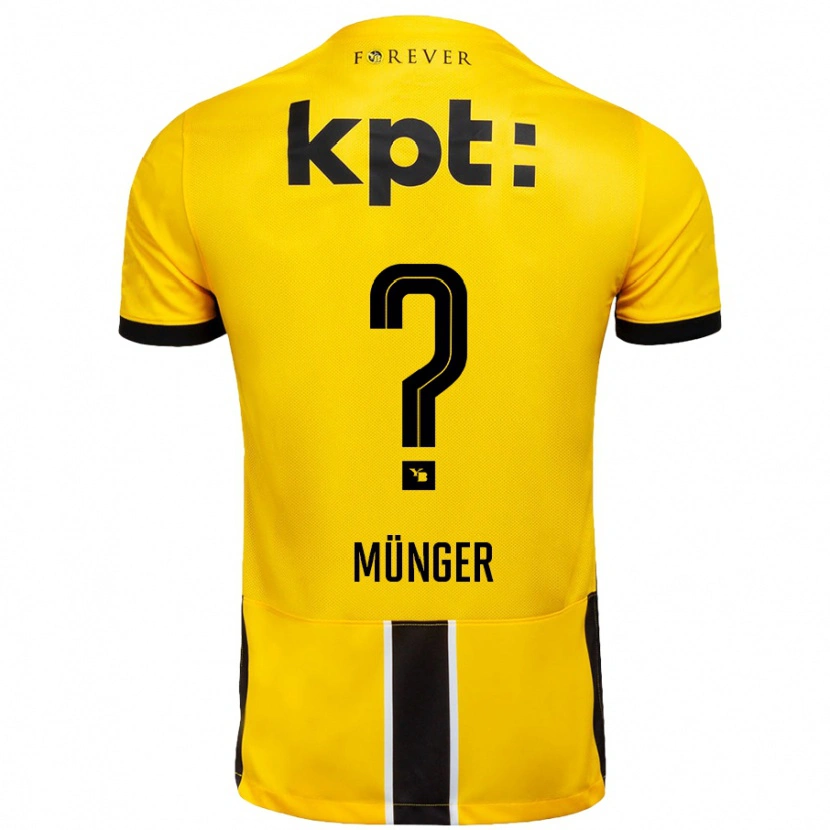 Danxen Kinder Nil Münger #0 Gelb Schwarz Heimtrikot Trikot 2024/25 T-Shirt Schweiz