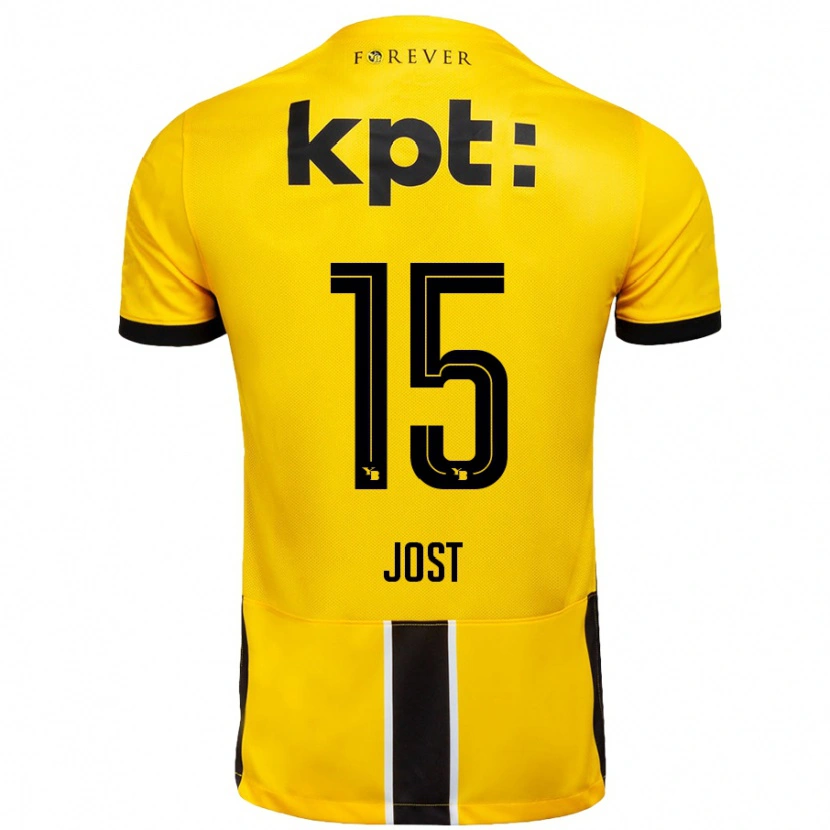 Danxen Kinder Tristan Jost #15 Gelb Schwarz Heimtrikot Trikot 2024/25 T-Shirt Schweiz