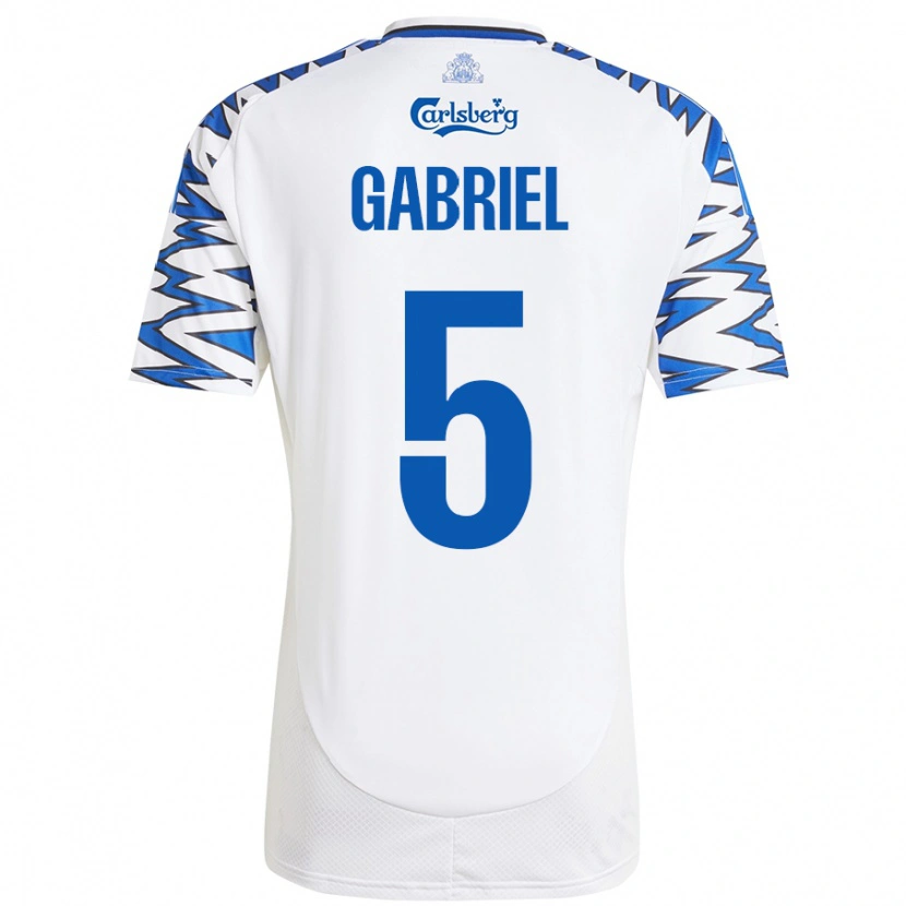 Danxen Kinder Gabriel Pereira #5 Weiß Himmelblau Heimtrikot Trikot 2024/25 T-Shirt Schweiz