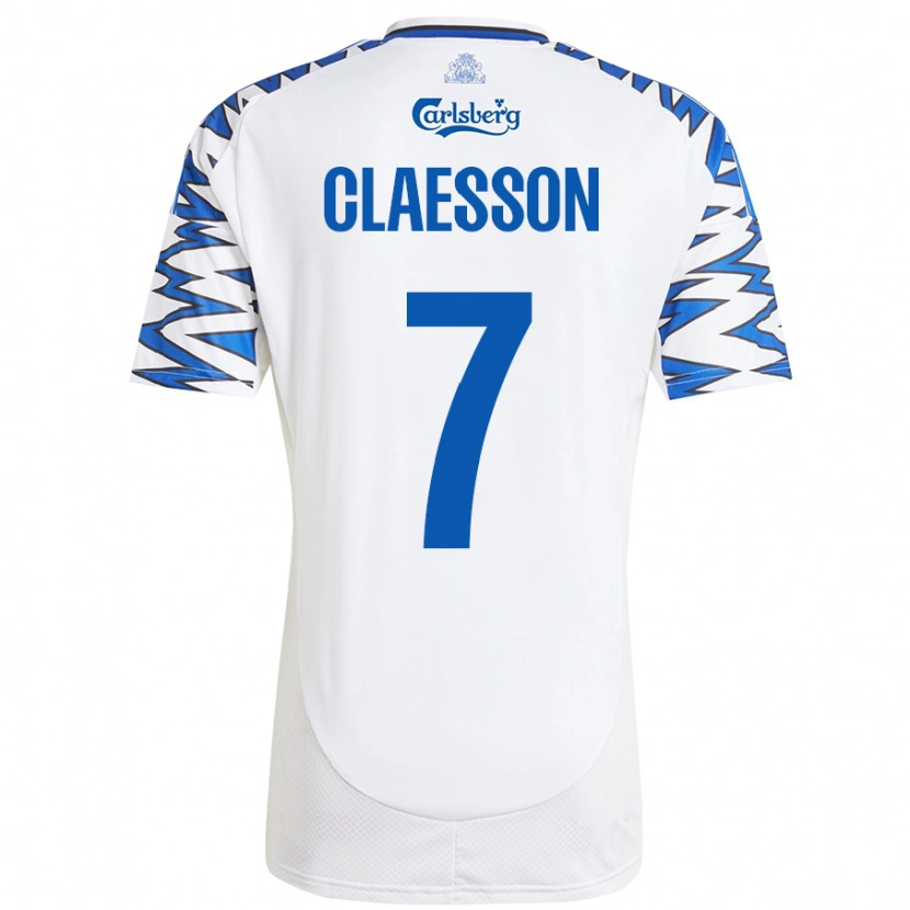 Danxen Kinder Viktor Claesson #7 Weiß Himmelblau Heimtrikot Trikot 2024/25 T-Shirt Schweiz