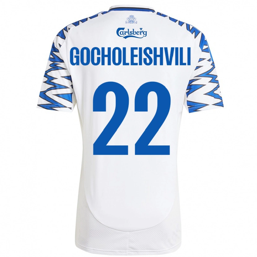 Danxen Kinder Giorgi Gocholeishvili #22 Weiß Himmelblau Heimtrikot Trikot 2024/25 T-Shirt Schweiz