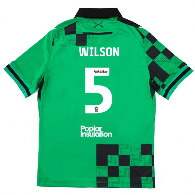 Danxen Kinder James Wilson #5 Grün Schwarz Auswärtstrikot Trikot 2024/25 T-Shirt Schweiz