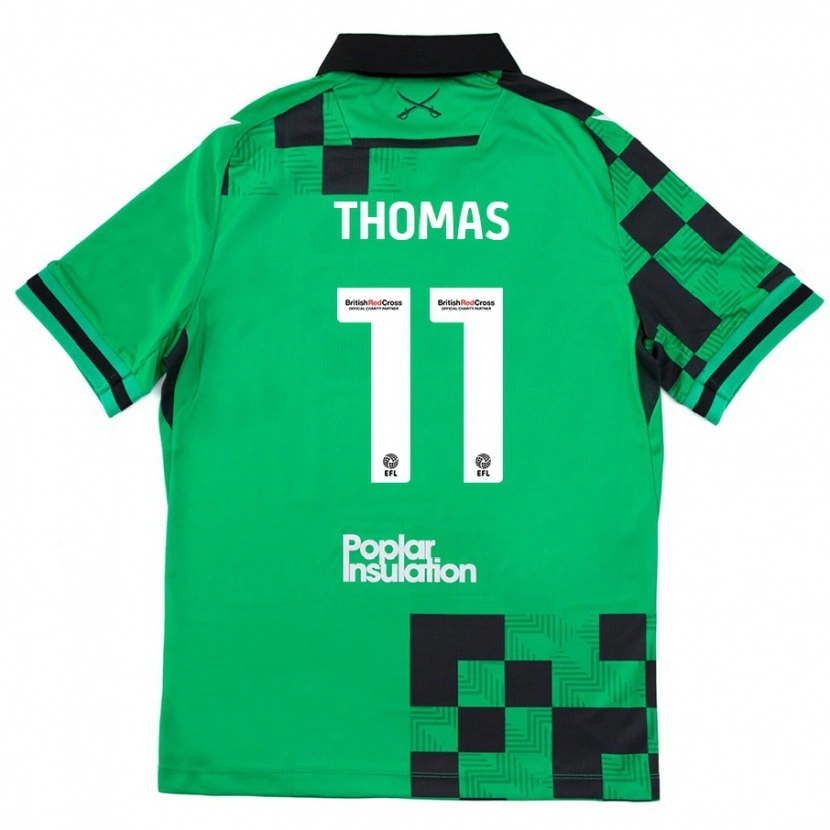 Danxen Kinder Luke Thomas #11 Grün Schwarz Auswärtstrikot Trikot 2024/25 T-Shirt Schweiz