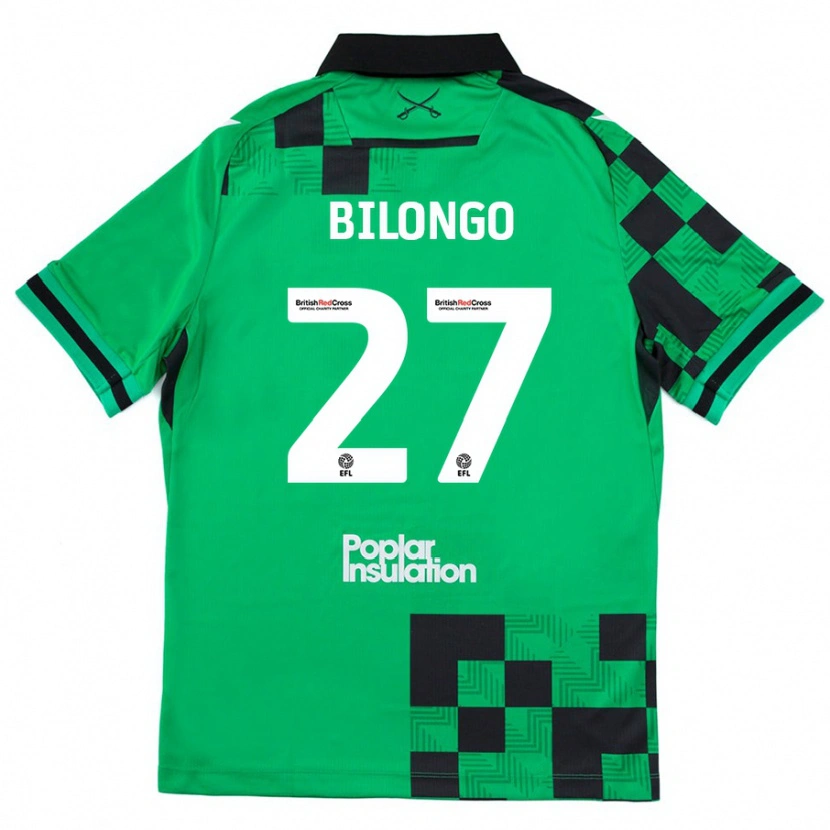 Danxen Kinder Bryant Bilongo #27 Grün Schwarz Auswärtstrikot Trikot 2024/25 T-Shirt Schweiz