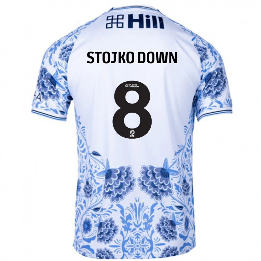 Danxen Kinder Alysha Stojko-Down #8 Weiß Blau Auswärtstrikot Trikot 2024/25 T-Shirt Schweiz