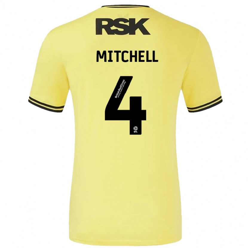 Danxen Kinder Alex Mitchell #4 Gelb Schwarz Auswärtstrikot Trikot 2024/25 T-Shirt Schweiz